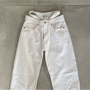 Zara white jeans with built in denim thong